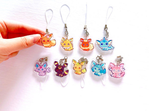 Pokemon Eeveelutions + Pallet Pals Charms (2 inch, Clear Acrylic + Glitter)