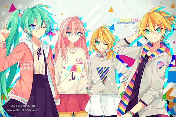 Vocaloid Miku x Rin x Len x Luka Postcard [Riyumii]