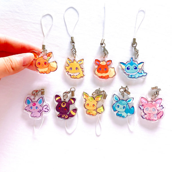 Eeveelution Mini Charms (1.5 Inch Clear Acrylic) [ieafy]